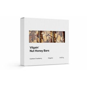 Vilgain Nut Honey Bar BIO kešu a brusnice 75 g (3 x 25 g)
